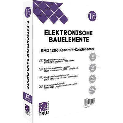 TRU COMPONENTS T1806P025 Keramische condensator SMD 1206 50 V 5 % (l x b) 3.2 mm x 1.6 mm 500 onderdelen Tape cut