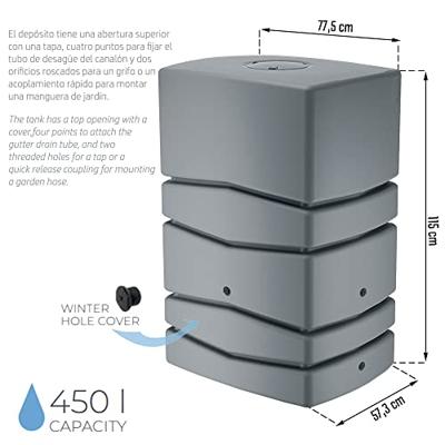 Regenton Aqua Tower 450 liter grijs - thumbnail