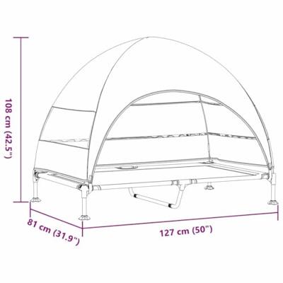 VidaXL Verhoogd hondenbed zilvergrijs 127 x 81 x 108 cm stof en staal