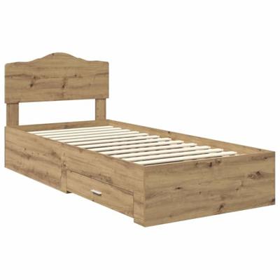 Bedframe met hoofdeinde Artisan Eiken 90 x 200 cm Bewerkt hout