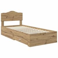 Bedframe met hoofdeinde Artisan Eiken 90 x 200 cm Bewerkt hout - thumbnail