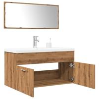 3-delige Badkamermeubelset bewerkt hout artisanaal eikenkleur - thumbnail