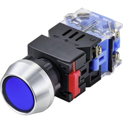 TRU COMPONENTS LAS0-L-11Z/B/12V Drukschakelaar 250 V 5 A 1x uit/aan Continu Blauw IP40 1 stuk(s)