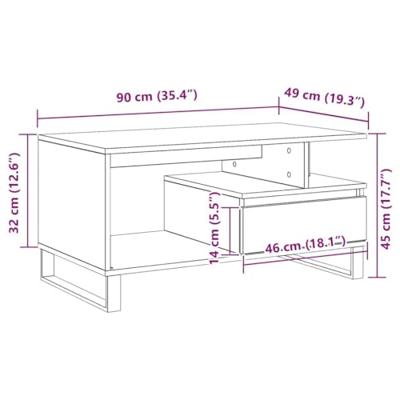 Salontafel with Drawer Zwart eiken 90 x 49 x 45 cm Bewerkt hout Salontafel with Drawer Zwart eiken 90 x 49 x 45 cm Bewerkt hout