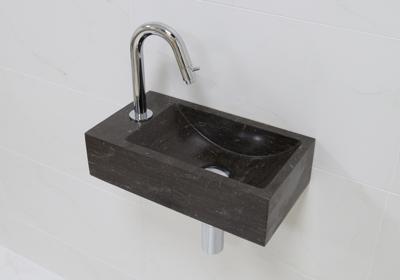 Lambini Designs Recto links natuursteen fonteinset met chroom gebogen fonteinkraan en toebehoren Lambini Designs Recto links natuursteen fonteinset met chroom gebogen fonteinkraan en toebehoren