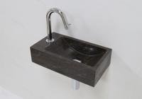 Lambini Designs Recto links natuursteen fonteinset met chroom gebogen fonteinkraan en toebehoren - thumbnail