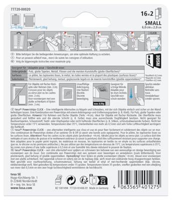 tesa Powerstrips CLICK Small 16x 2 stuks (l x b) 60 mm x 20 mm Inhoud: 16 paar