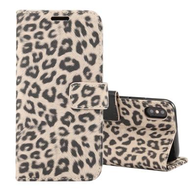 Luipaard patroon horizontale Flip lederen hoes for iPhone XS, met houder & Card Slots (grijs)