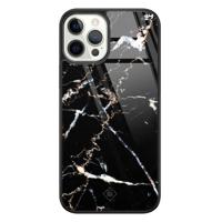 iPhone 12 Pro glazen hardcase - Marmer zwart - thumbnail
