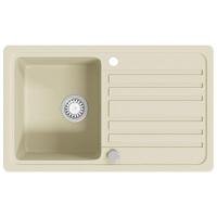 VidaXL Gootsteen enkele bak graniet beige - thumbnail