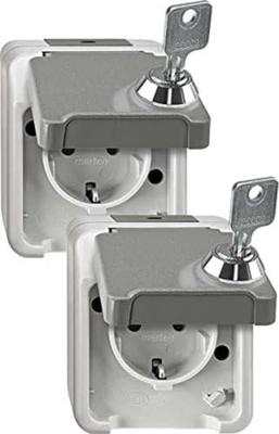 Merten MEG2424-8029 Wandcontactdoos AquaStar Lichtgrijs 1 stuk(s)