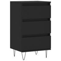 Dressoir 40x35x70 cm bewerkt hout zwart - thumbnail