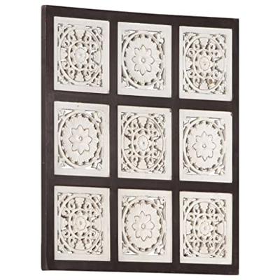 VidaXL Wandpaneel handgesneden 60x60x1,5 cm mdf bruin en wit