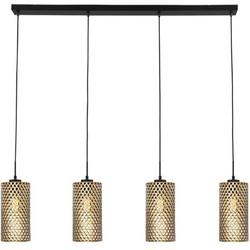 Freelight Hanglamp Cestino 4 lichts L 120 cm zwart - goud