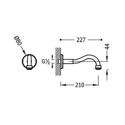 Kraanhals Tres Clasic Inbouw Uitloop 21 cm Chroom Tres