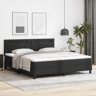 Boxspringbed met Matras in Zwart, Super King Size, Faux Leer