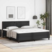 Boxspringbed met Matras in Zwart, Super King Size, Faux Leer - thumbnail