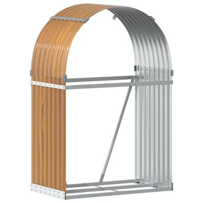 VidaXL Haardhoutopslag 80x45x120 cm gegalvaniseerd staal lichtbruin