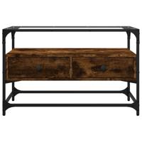 Tv-meubel met glazen blad 98x35x51 cm hout gerookt eikenkleurig - thumbnail