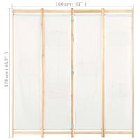 Kamerscherm met 4 panelen 160x170x4 cm stof crme - thumbnail