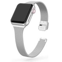 Milanese slim fit bandje - Zilver - Geschikt voor Apple Watch 38mm / 40mm / 41mm / 42mm - thumbnail