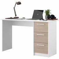 Office Essential Parisot 3 Lades - Chene and White Decor - L 121.2 x D 55 x H 74,5 cm - gemaakt in Frankrijk - thumbnail