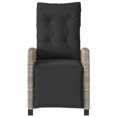 Tuinstoelen 2 st verstelbaar voetensteun poly rattan lichtgrijs - thumbnail
