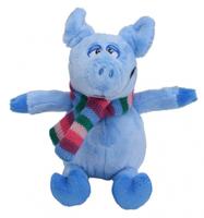 Tender Toys knuffelvarken met sjaal 19 cm blauw - thumbnail