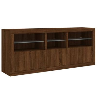 Dressoir met LED-verlichting 162x37x67 cm bruin eikenkleur