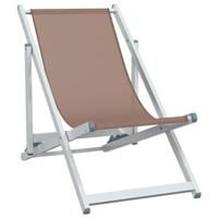Strandstoelen inklapbaar 2 st aluminium en textileen bruin - thumbnail