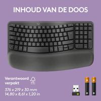 Logitech Wave Keys Ergonomisch toetsenbord Draadloos Zwart - thumbnail