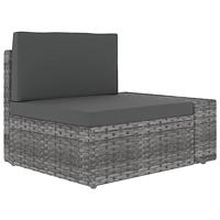 3-delige Loungeset poly rattan grijs - thumbnail