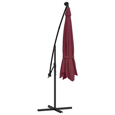Zweefparasol met LED-verlichting 350 cm bordeauxrood