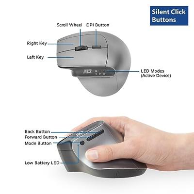 ACT Connectivity Draadloze Ergonomische Muis met Bluetooth en USB-C/USB-A ACT Connectivity Draadloze Ergonomische Muis met Bluetooth en USB-C/USB-A
