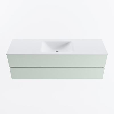 MONDIAZ VICA 150cm badmeubel onderkast Greey 2 lades. Wastafel CLOUD midden 1 kraangat, kleur Talc.