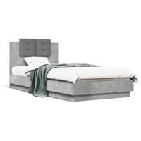 Bedframe met hoofdeinde bewerkt hout betongrijs 100x200 cm - thumbnail