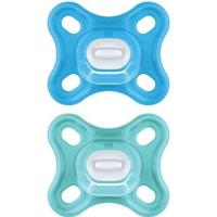 MAM Comfort Fysiologische Fopspeen +0m Blauw Set van 2 + Opbergdoos - thumbnail