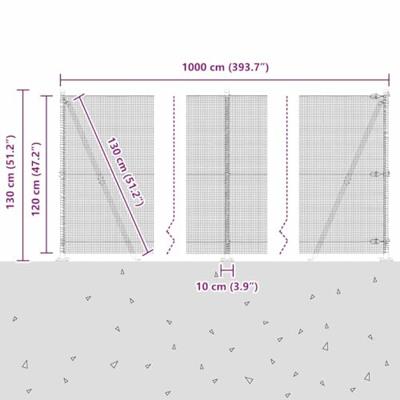 VidaXL Afrasteringspaal zilver 10 x 1,2 m (12 x 12 mm gaas) staal