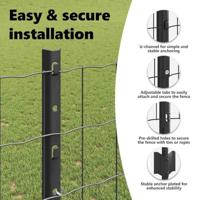 VidaXL Hek met paal grijs 1,2 x 10 m staal en pvc - thumbnail