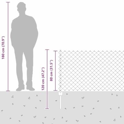 VidaXL Hek met paal zilver 0,8 x 10 m staal