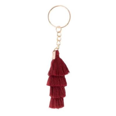 Doiy sleutelhanger Tassel 15,5 cm katoem/staal bordeaux