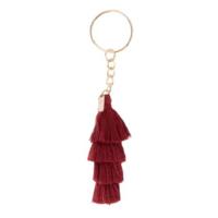 Doiy sleutelhanger Tassel 15,5 cm katoem/staal bordeaux - thumbnail