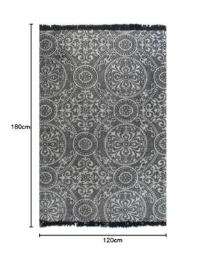 VidaXL Kelim vloerkleed met patroon 120x180 cm katoen grijs