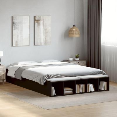 Bedframe bewerkt hout zwart 150x200 cm