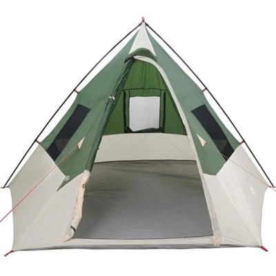 VidaXL Tipi tent met dak met opslag groen 383 x 338 x 217 cm taft VidaXL Tipi tent met dak met opslag groen 383 x 338 x 217 cm taft