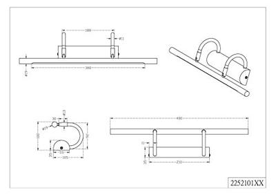 Trio Led wand leeslampSeries 2252 48cm nikkel mat - 225210107