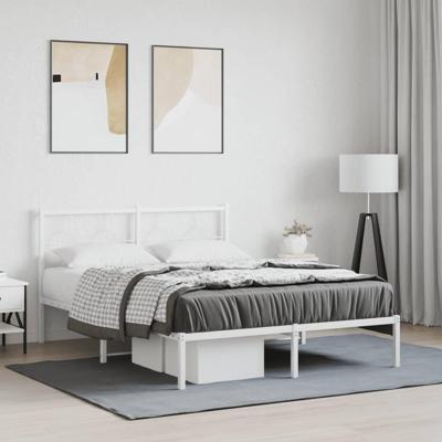Bedframe met hoofdbord metaal wit 140x200 cm