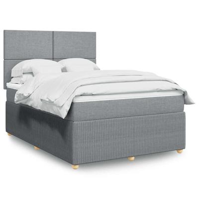 Boxspring met matras stof lichtgrijs 140x200 cm