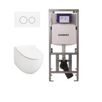 Qeramiq Salina 2.0 Toiletset - Inbouwreservoir met Geberit UP320 spoelmechanisme - softclose toiletzitting - glans wit bedieningsplaat - ronde knoppen - wit glans SW1247815/SW1381697/SW706186 - thumbnail