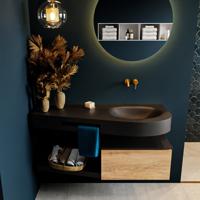 MONDIAZ RIVA 120cm badmeubel onderkast / planchet kleur Washed_Oak met 1 lade. Wastafel DULCET rechts 0 kraangaten kleur Urban. - thumbnail